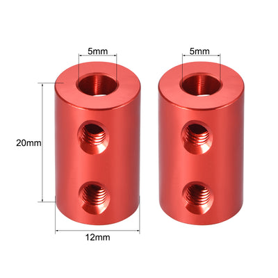 Harfington Shaft Coupling 5mm to 5mm Bore L20xD12 Robot Motor Wheel Rigid  Connector Red
