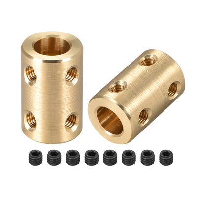uxcell Uxcell Shaft Coupling 5mm to 8mm Bore L22xD14 Robot Motor Wheel Rigid Coupler Connector Gold Tone 2 Pcs