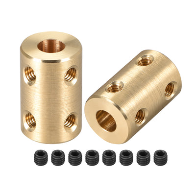 uxcell Uxcell Shaft Coupling 6mm to 6mm Bore L22xD14 Robot Motor Wheel Rigid Coupler Connector Gold Tone 2 Pcs