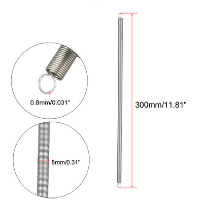 Harfington Uxcell Extended Tension Spring Wire Diameter 0.031", OD 0.31", Free Length 11.81"