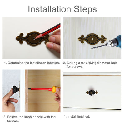 Harfington Uxcell Ceramic Vintage Knobs Drawer Pull Handle Cupboard Wardrobe Dresser 4pcs Black