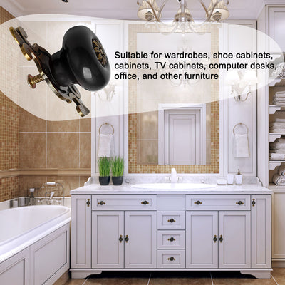 Harfington Uxcell Ceramic Vintage Knobs Drawer Pull Handle Cupboard Wardrobe Dresser 4pcs Black