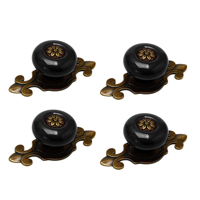 uxcell Uxcell Ceramic Vintage Knobs Drawer Pull Handle Cupboard Wardrobe Dresser 4pcs Black