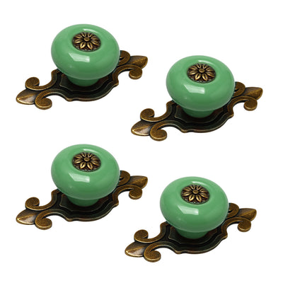 uxcell Uxcell Ceramic Vintage Knobs Drawer Pull Handle Cupboard Wardrobe Dresser 4pcs Green