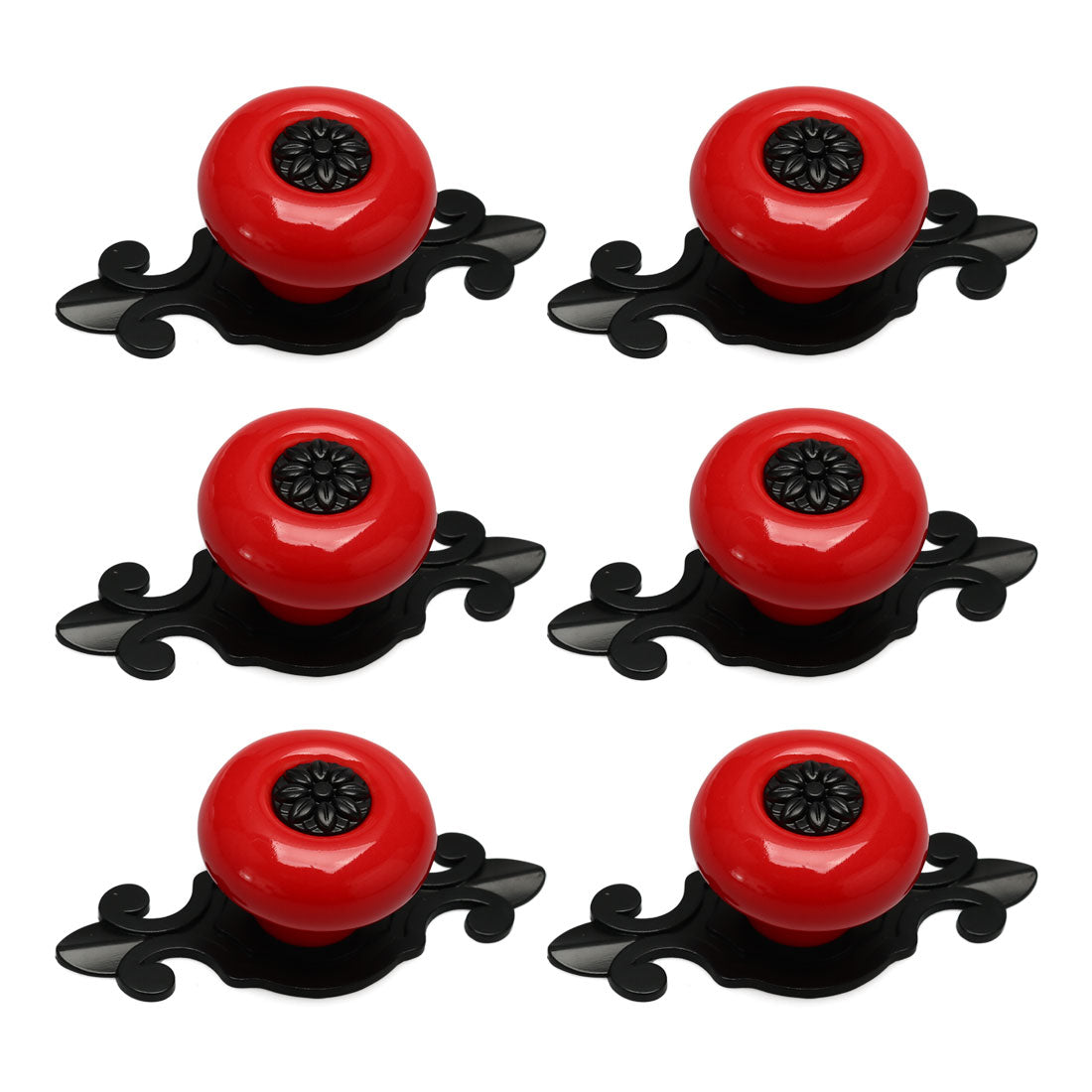 uxcell Uxcell Ceramic Vintage Knobs Drawer Pull Handle Cupboard Wardrobe Cabinet 6pcs Red