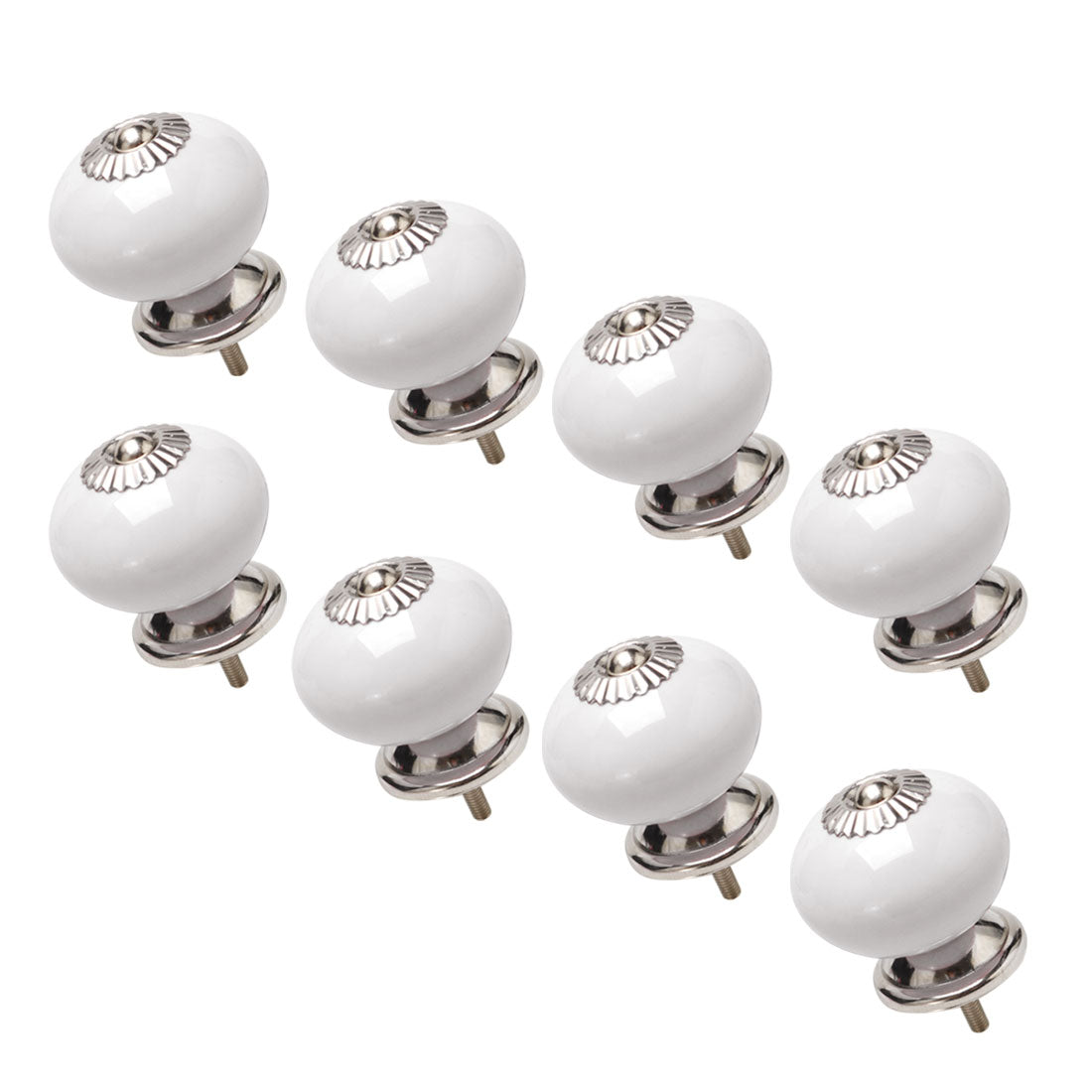 uxcell Uxcell Ceramic Vintage Knob Drawer Round Shaped Pull Handle Wardrobe Dresser 8pcs White