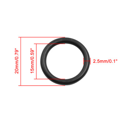 Harfington 10pcs Black NBR70 O-Ring Washer Sealing Gasket 15 x 2.5mm