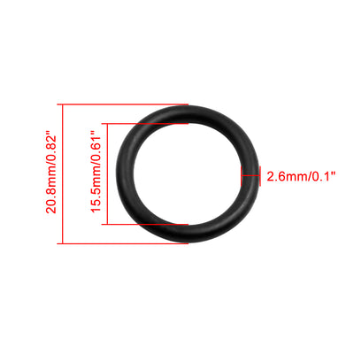 Harfington 15pcs Black NBR70 O-Ring Washer Sealing Gasket 15.5 x 2.6mm