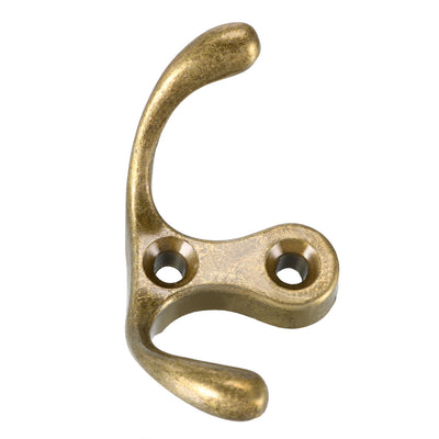 Harfington Uxcell Dual Prong Coat Hooks Wall Mounted Retro Double Hooks Utility Antique Bronze Hook for Coat Scarf Bag Towel Key Cap Cup Hat 30mm x 55mm x 29mm 2pcs