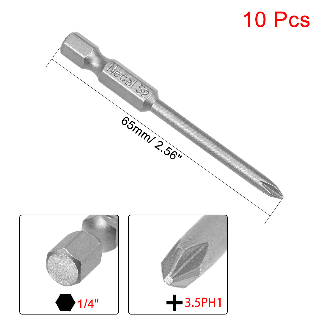Harfington 10 Pcs Magnetic Phillips Screwdriver Bits, Hex Shank S2 Power Tools