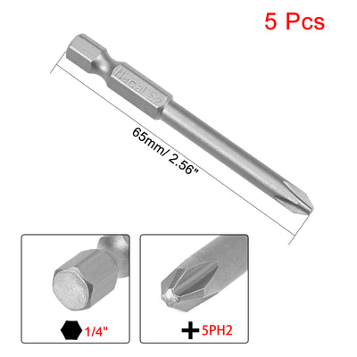 Harfington 5 Pcs Magnetic Phillips Screwdriver Bits, Hex Shank S2 Power Tools