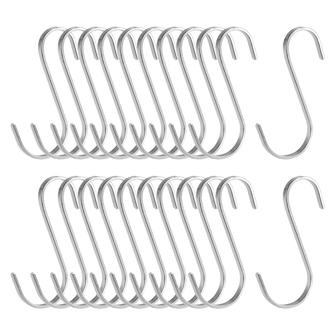 uxcell Uxcell Stainless Steel S Hooks 3.6" Flat S Shaped Hook Hangers 20pcs