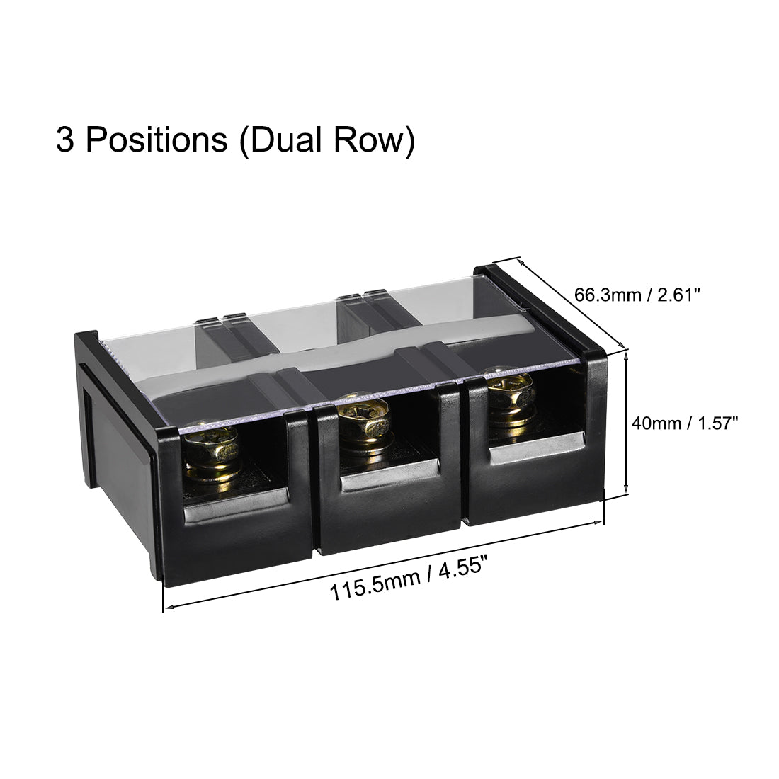 uxcell Uxcell Barrier Terminal Block 600V 150A 3 Positions Dual Rows Screw Terminals
