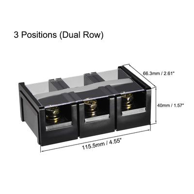 Harfington Uxcell Barrier Terminal Block 600V 150A 3 Positions Dual Rows Screw Terminals
