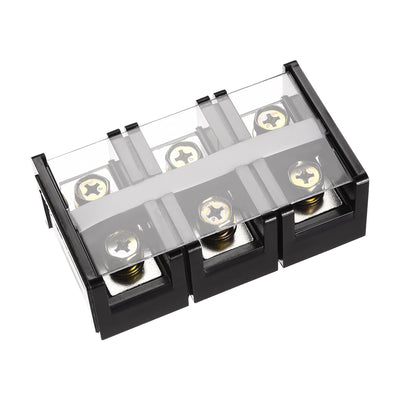 uxcell Uxcell Barrier Terminal Block 600V 150A 3 Positions Dual Rows Screw Terminals