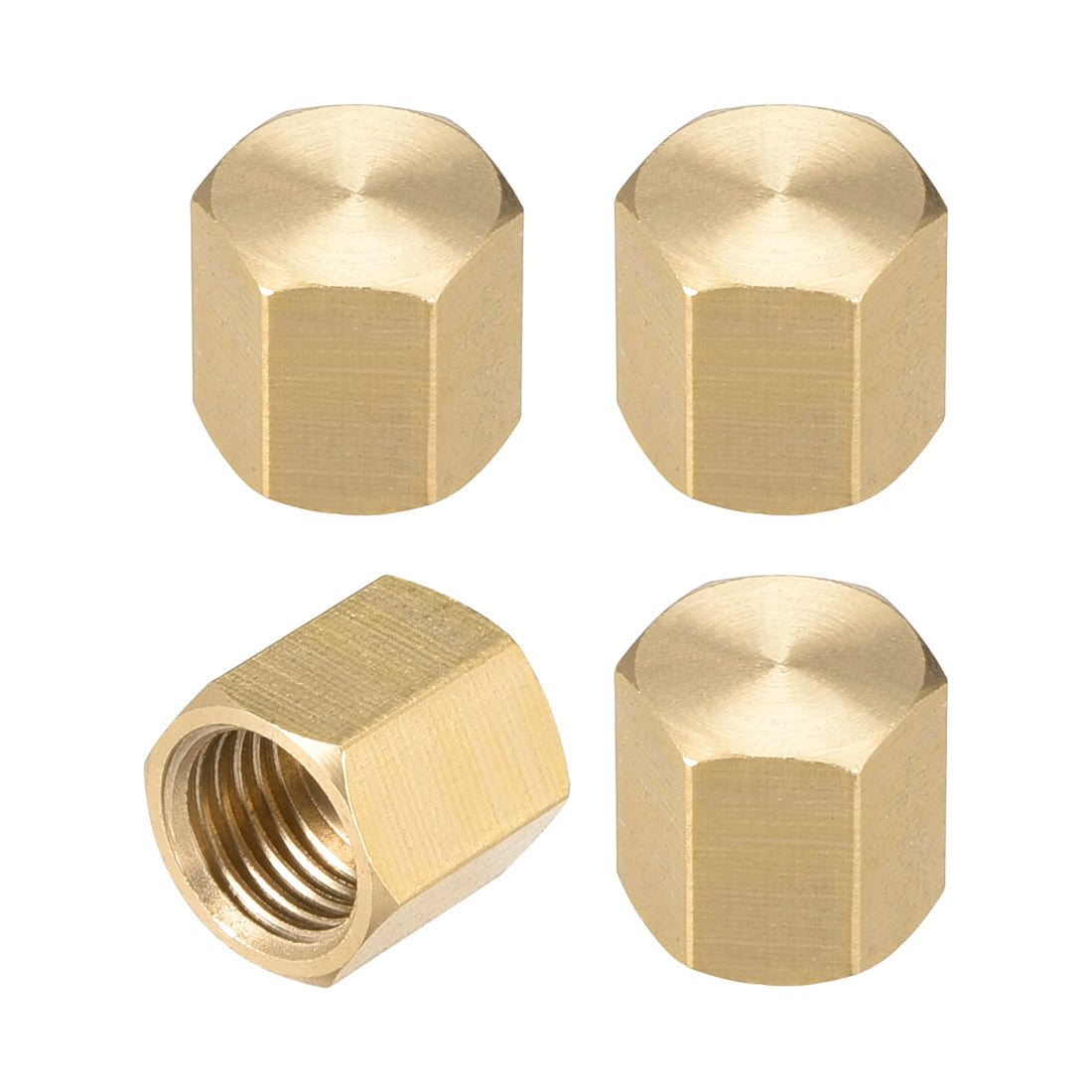 uxcell Uxcell Brass Female Pipe Fitting Valve Cap 1/4SAE Hex Head End Plug Connector 4pcs