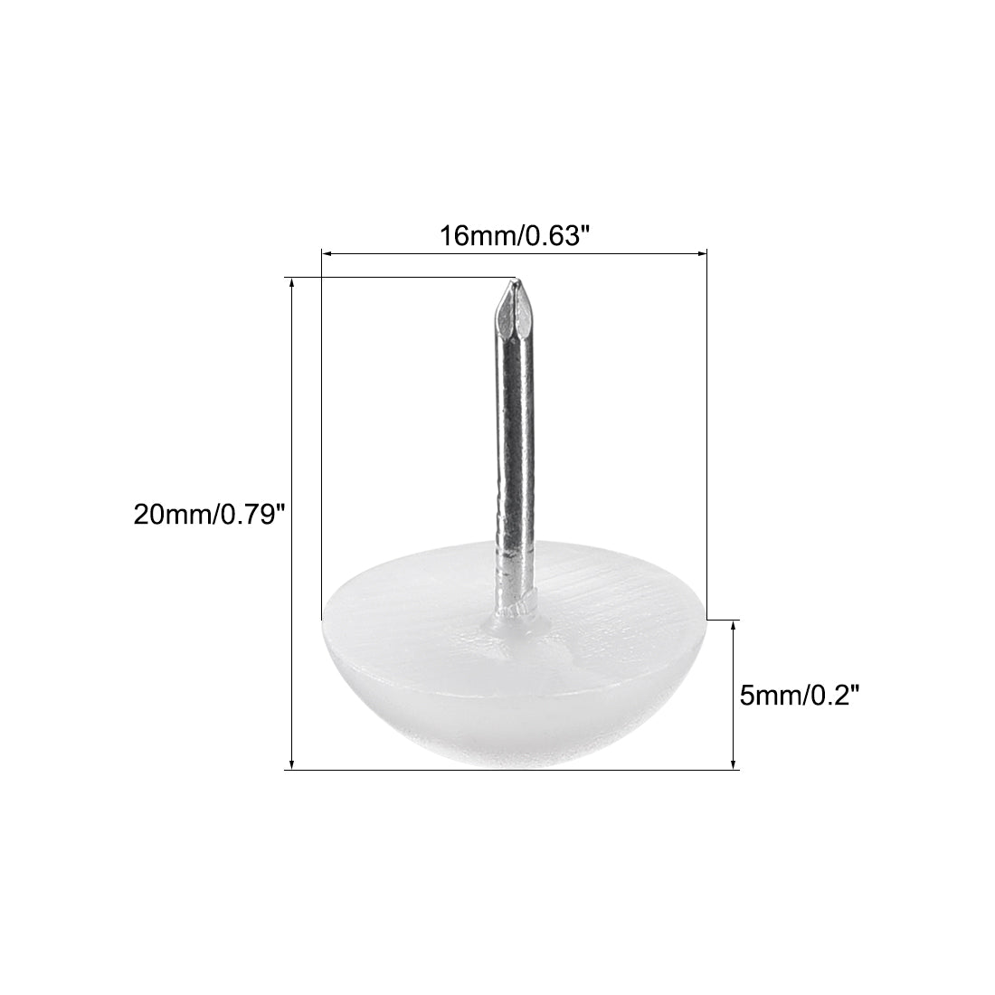 uxcell Uxcell Furniture Feet Nail Chair Table Leg Protector Pad 16mm Dia White Plastic 20pcs