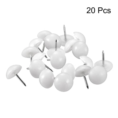 Harfington Uxcell Furniture Feet Nail Chair Table Leg Protector Pad 16mm Dia White Plastic 20pcs