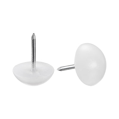 uxcell Uxcell Furniture Feet Nail Chair Table Leg Protector Pad 16mm Dia White Plastic 20pcs