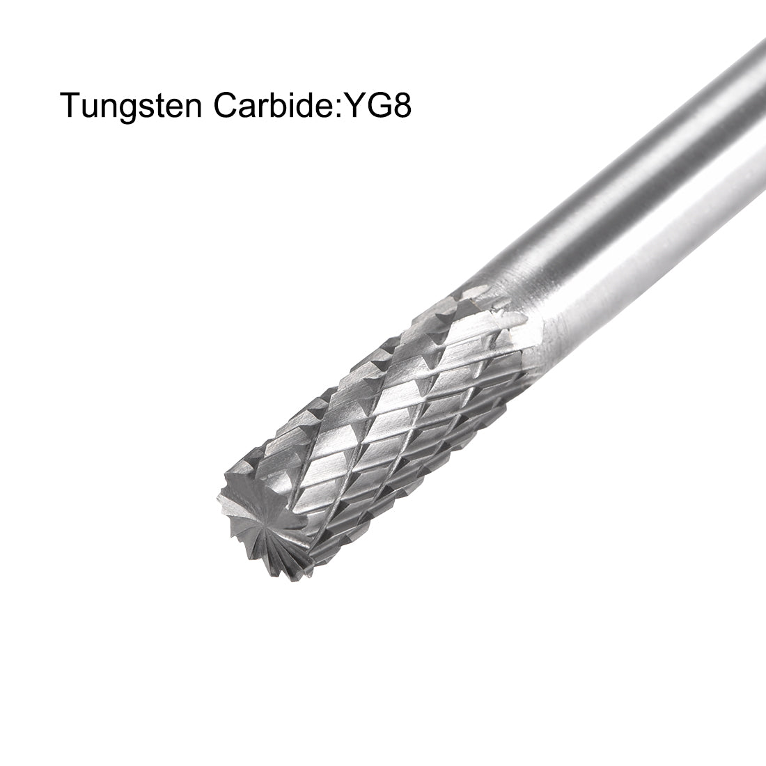 uxcell Uxcell Tungsten Carbide YG8 Double Cut Rotary Burrs File Cylinder Shape 1/4" Shank 2pcs