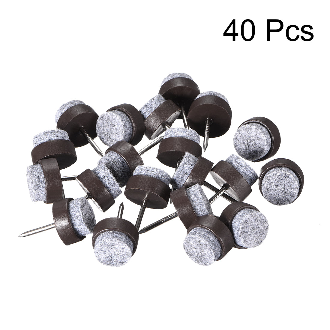 uxcell Uxcell Nail On Furniture Felt Pads Glide Chair Table Leg Protector 14mm Dia Brown 40pcs