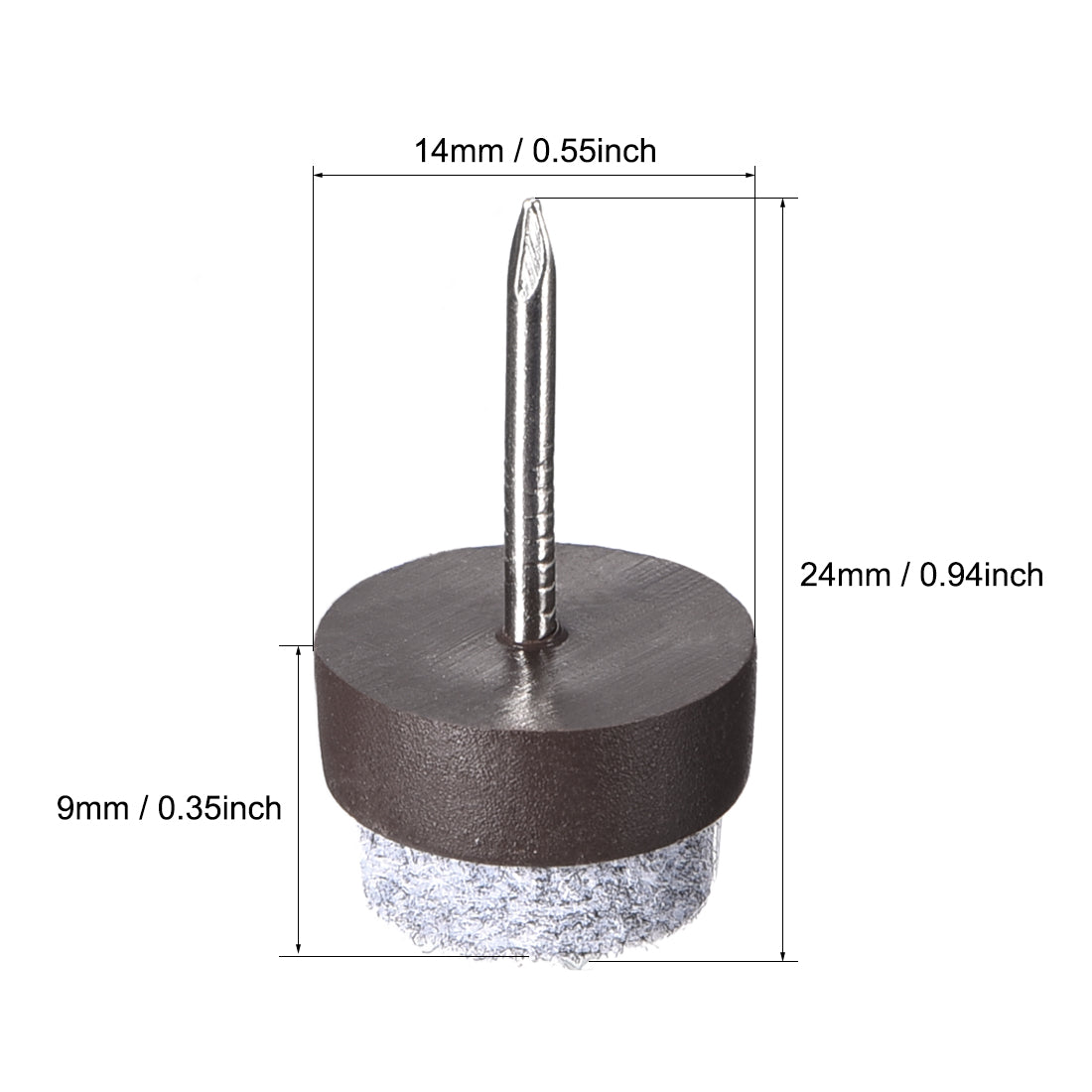 uxcell Uxcell Nail On Furniture Felt Pads Glide Chair Table Leg Protector 14mm Dia Brown 40pcs