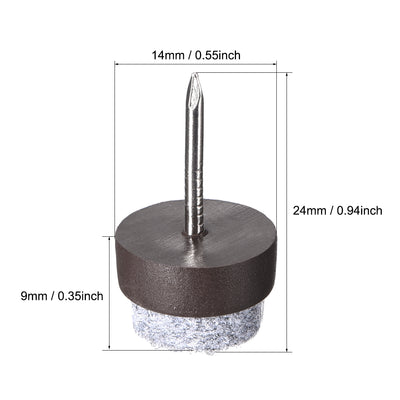 Harfington Uxcell Nail On Furniture Felt Pads Glide Chair Table Leg Protector 14mm Dia Brown 40pcs