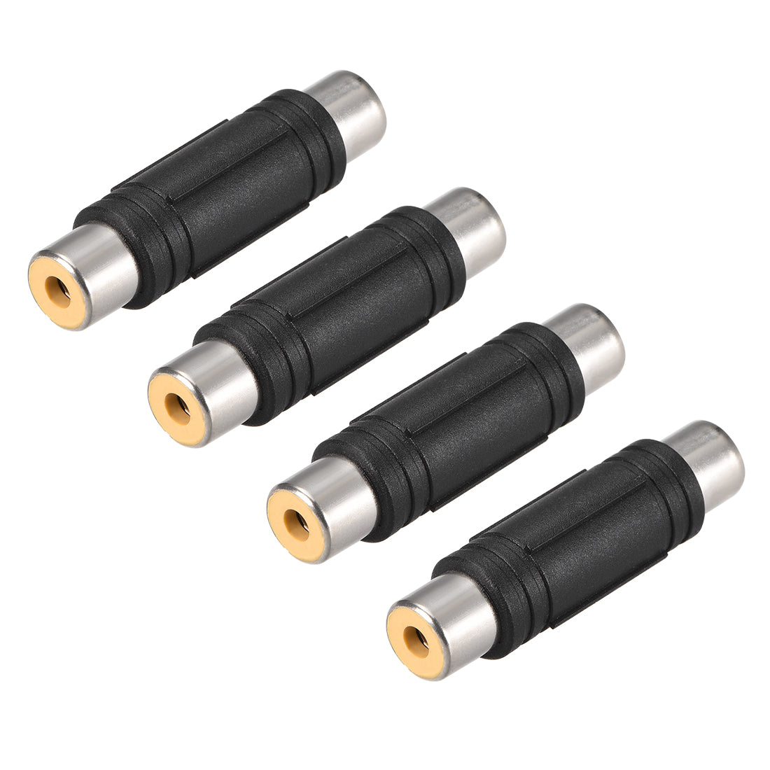 uxcell Uxcell RCA Female to Female Connector Stereo Audio Video Cable Adapter Coupler Black 4Pcs