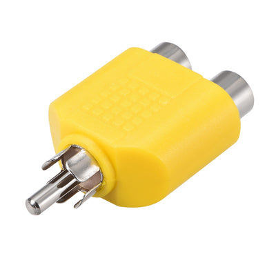 Harfington Uxcell RCA Male to 2 RCA Female Connector Splitter Adapter Coupler Yellow for Stereo Audio Video AV TV Cable Convert