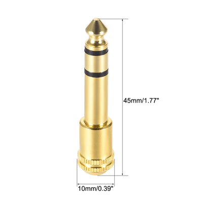 Harfington Uxcell 6.35mm Male to 3.5mm Female Connector Adapter Gold Plated for Stereo Audio Video AV TV Cable Convert