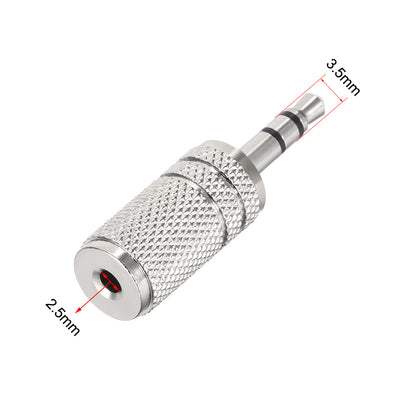 Harfington Uxcell 3.5mm Male to 2.5mm Female Stereo Audio Video Adapter Converter Zinc Alloy 4pcs