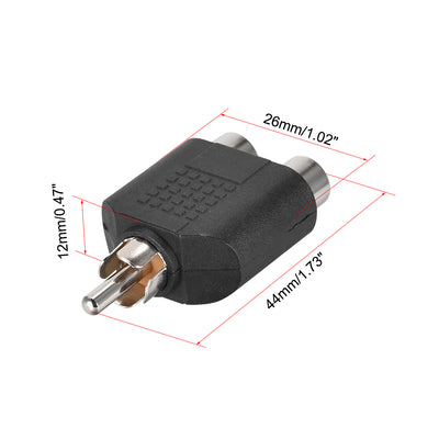 Harfington 5VA Plastic RCA Male to 2 Female Black 1M Splitter