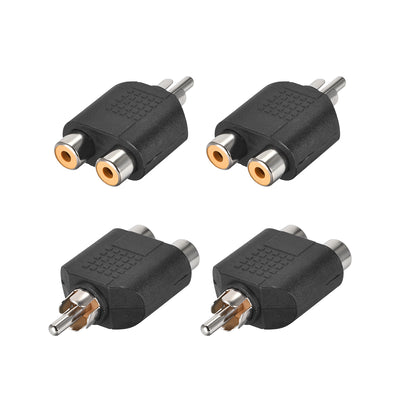 Harfington 5VA Plastic RCA Male to 2 Female Black 1M Splitter