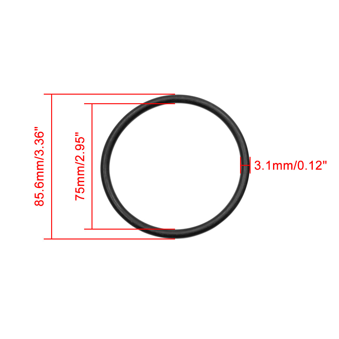 Harfington 10pcs Black NBR O-Ring Seal Gasket Washer 75mm x 5.3mm