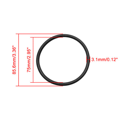 Harfington 10pcs Black NBR O-Ring Seal Gasket Washer 75mm x 5.3mm
