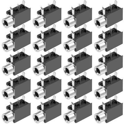 uxcell Uxcell PCB Mount 3.5mm 3 Pin Socket Headphone Jack Audio Video Connector PJ316 Black 20Pcs