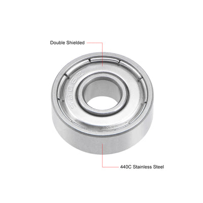 Harfington S606ZZ Stainless Steel Ball Bearing 6x17x6mm Double Shielded 606Z Bearings 2pcs
