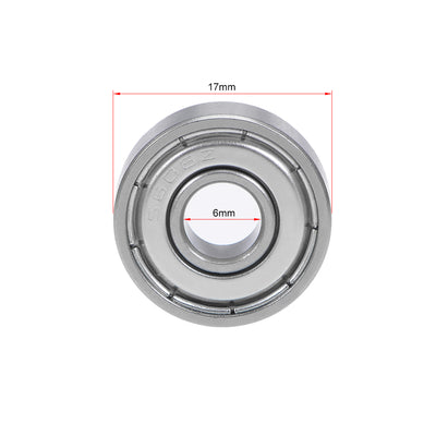 Harfington S606ZZ Stainless Steel Ball Bearing 6x17x6mm Double Shielded 606Z Bearings 2pcs
