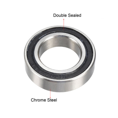 Harfington Uxcell MR15267-2RS Deep Groove Ball Bearing 15x26x7mm Double Sealed Chrome Bearings
