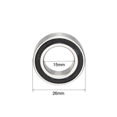 Harfington Uxcell MR15267-2RS Deep Groove Ball Bearing 15x26x7mm Double Sealed Chrome Bearings