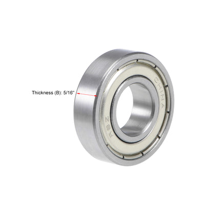 Harfington R8ZZ Deep Groove Ball Bearing 1/2"x1-1/8"x5/16" Shielded Chrome P6 Z2 Bearings