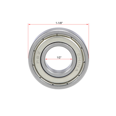 Harfington R8ZZ Deep Groove Ball Bearing 1/2"x1-1/8"x5/16" Shielded Chrome P6 Z2 Bearings