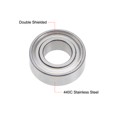Harfington Uxcell S687ZZ Stainless Steel Ball Bearing 7x14x5mm Double Shielded 687Z Bearings