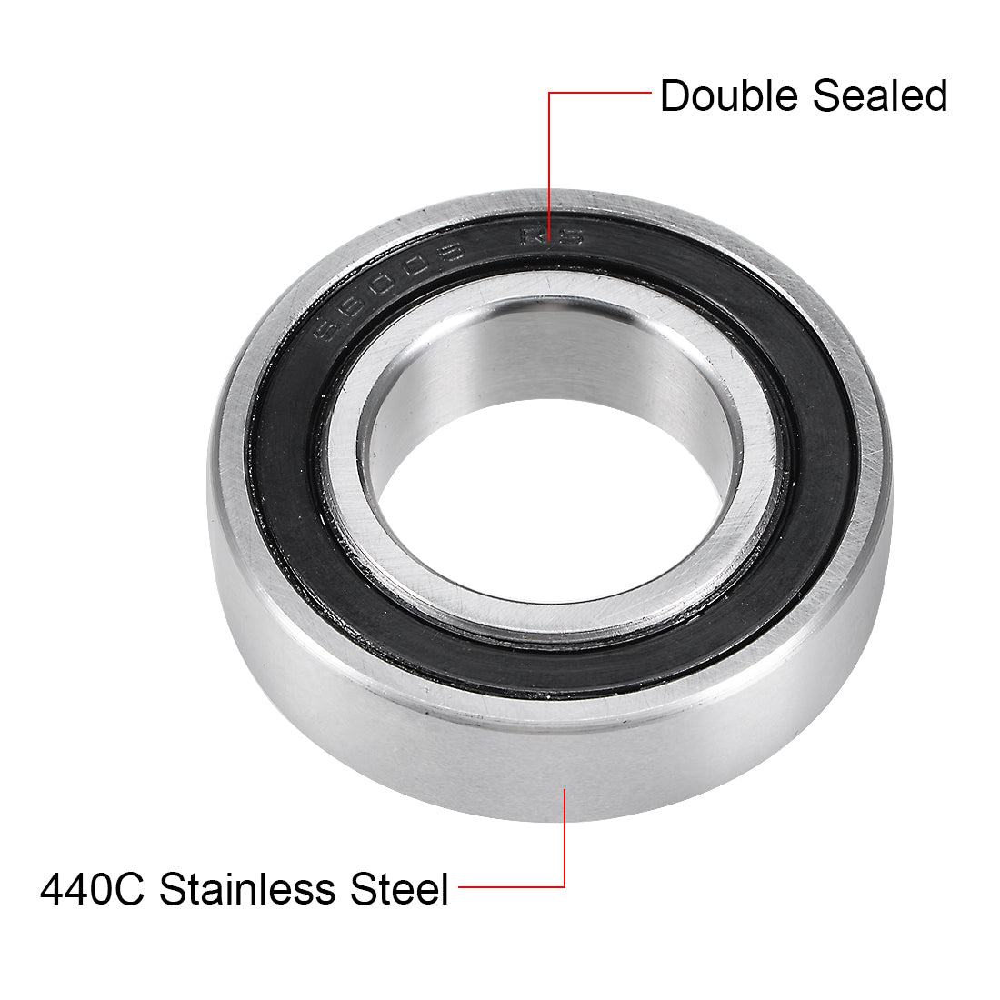 uxcell Uxcell S6005-2RS Stainless Steel Ball Bearing 25x47x12mm Double Sealed 6005RS Bearings