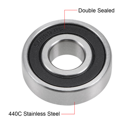 Harfington S6000-2RS Stainless Steel Ball Bearing 10x26x8mm Double Sealed 6000RS Bearings