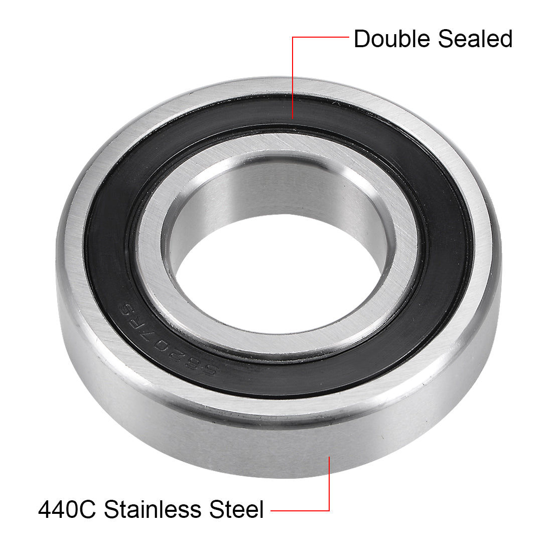 uxcell Uxcell S6207-2RS Stainless Steel Ball Bearing 35x72x17mm Double Sealed 6207RS Bearings