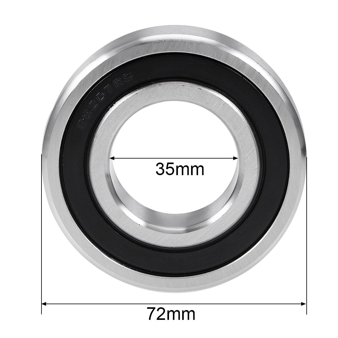 uxcell Uxcell S6207-2RS Stainless Steel Ball Bearing 35x72x17mm Double Sealed 6207RS Bearings