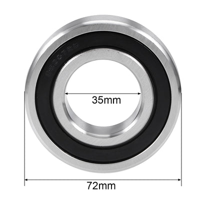 Harfington Uxcell S6207-2RS Stainless Steel Ball Bearing 35x72x17mm Double Sealed 6207RS Bearings