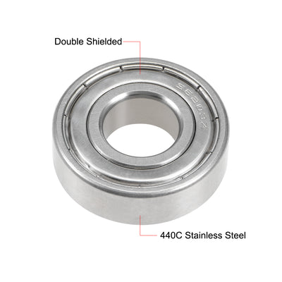 Harfington Uxcell S6203ZZ Stainless Steel Ball Bearing 17x40x12mm Double Shielded 6203Z Bearings