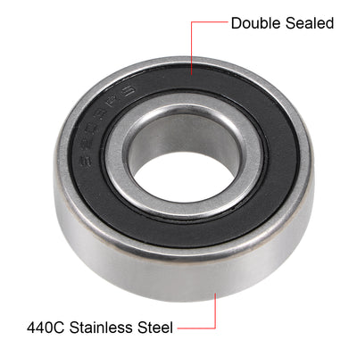 Harfington S6203-2RS Stainless Steel Ball Bearing 17x40x12mm Double Sealed 6203RS Bearings